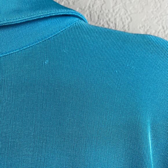 Nina Parker Tie-Front Collared Ruched Turquoise Blue Midi Dress Plus 3X NWT - Picture 13 of 13